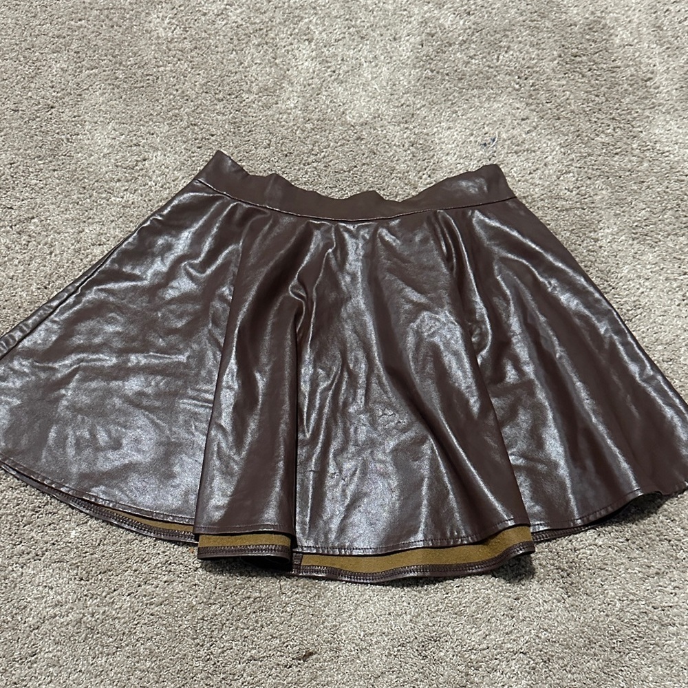 Brown Faux Leather Skirt
